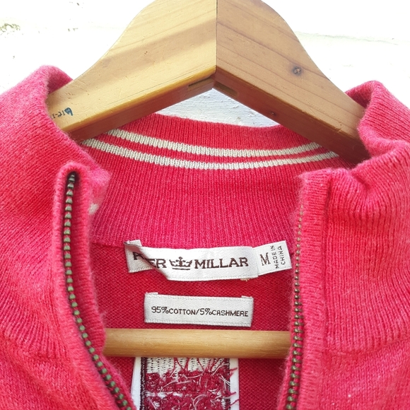 Peter Millar Cotton Cashmere 1/4 Zip Wells Fargo - Picture 2 of 5